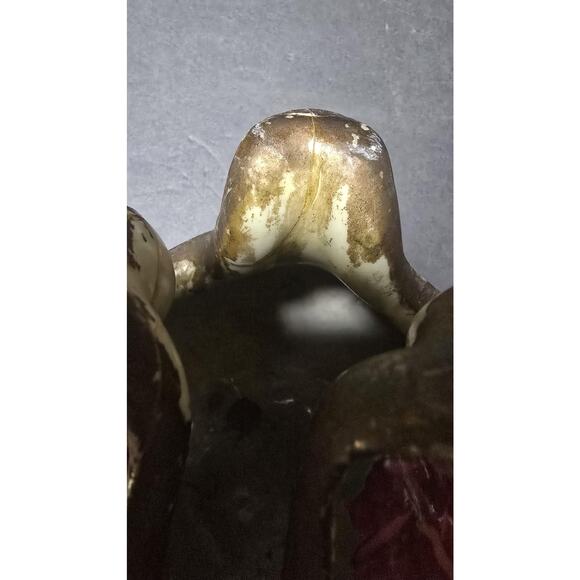 Vintage Hand Painted Porcelain Rose Bowl Vase Gilt Rim Pink Roses *repairs - Picture 11 of 12